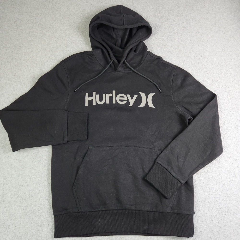 Hurley Hoodie Mens Small Black Fleece Lined Comfort Stretch‎ Warm Spell Out Logo